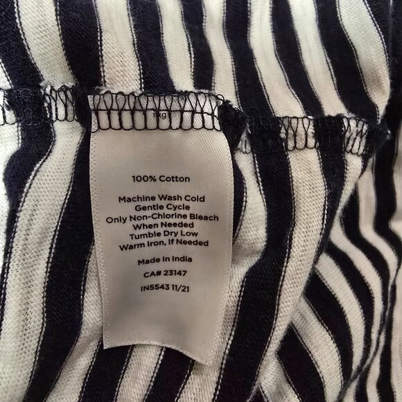 Talbots Wrap Tie Dress Navy White Stripes Cap Sleeves Round Neck Cotton Size XL - Picture 7 of 7